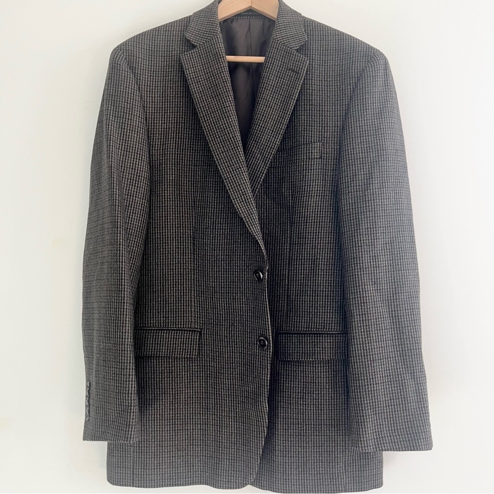 Lauren Ralph Lauren Men’s 100% Wool Houndstooth Blazer Sz 42 L Brown Sport Coat